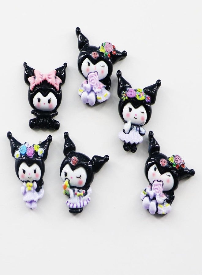 SAMVARDHAN 6 Mini Cute Cartoon with Glue Drop – Decorative Characters for Fridge, Whiteboard, Locker – Fun Kawaii Animal Set for Kids & Home, Gift Ideas, Multicolor (Black Kuuromi) - Image 2