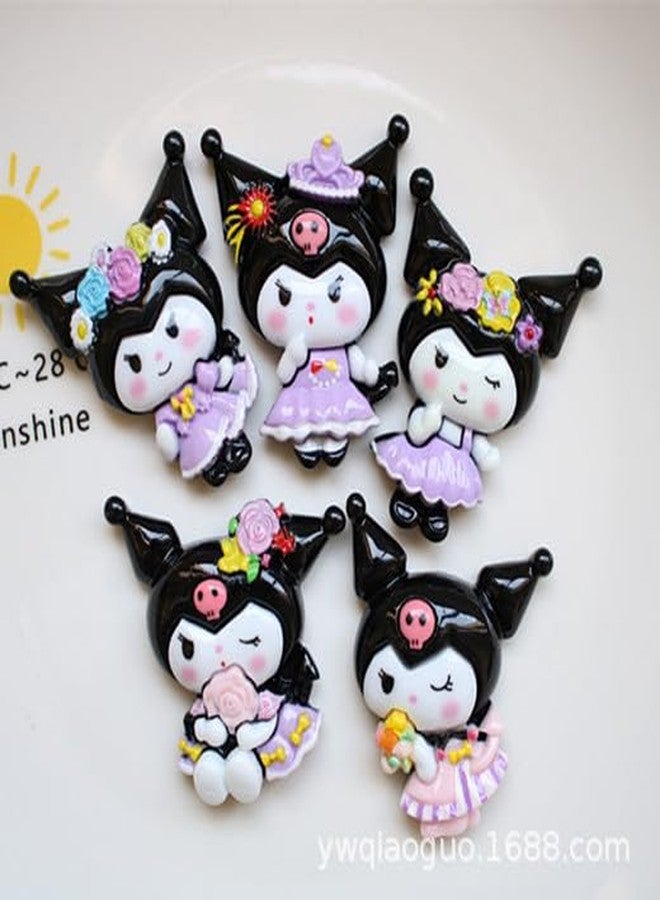 SAMVARDHAN 6 Mini Cute Cartoon with Glue Drop – Decorative Characters for Fridge, Whiteboard, Locker – Fun Kawaii Animal Set for Kids & Home, Gift Ideas, Multicolor (Black Kuuromi) - Image 5