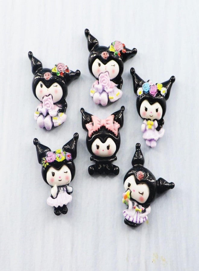 SAMVARDHAN 6 Mini Cute Cartoon with Glue Drop – Decorative Characters for Fridge, Whiteboard, Locker – Fun Kawaii Animal Set for Kids & Home, Gift Ideas, Multicolor (Black Kuuromi) - Image 1