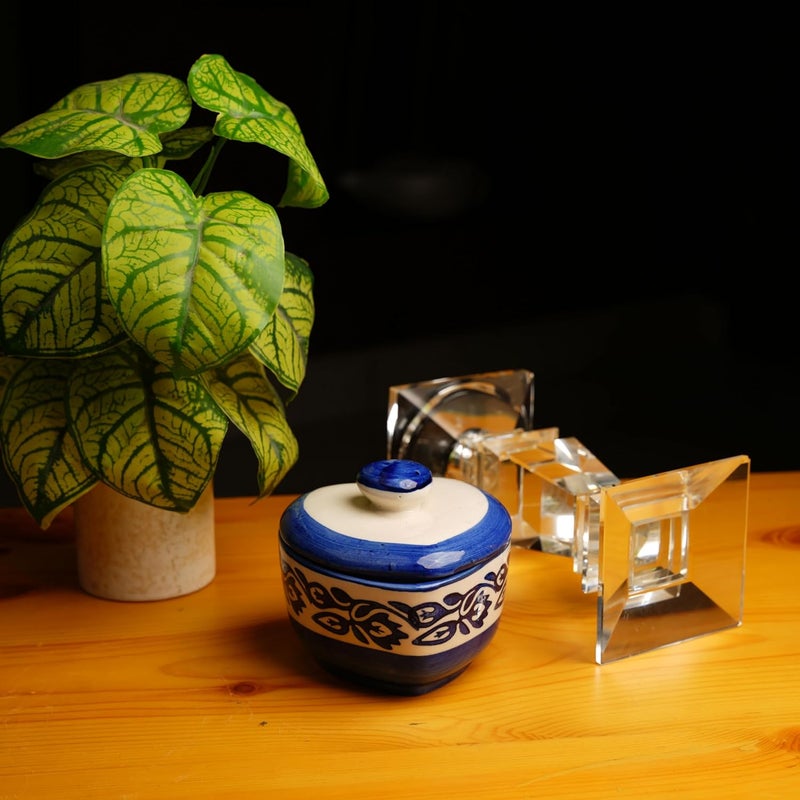Caffeine Ceramic Handmade White Blue Heart Shape Serving BowlSet of 4pcs - Image 2