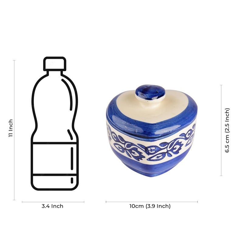 Caffeine Ceramic Handmade White Blue Heart Shape Serving BowlSet of 4pcs - Image 4