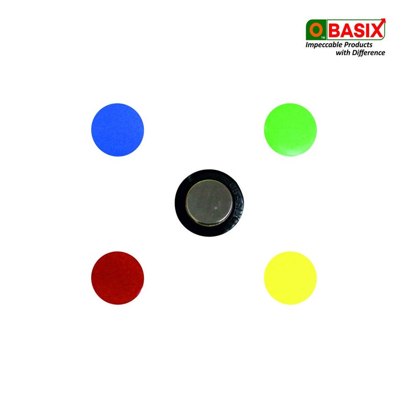 OBASIX ® 40 mm Super Strong Magnets for Magnetic Glass and White Boards (Pack of 5 pcs) | Colorful Magnetic Buttons - Image 1