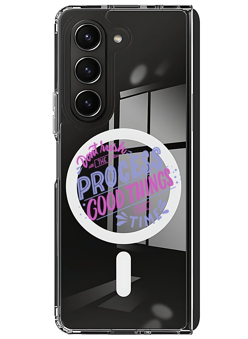 Theodor Magnetic Case for Samsung Galaxy Z Fold 6 Compatible with MagSafe Wireless Charging, Shockproof Phone Bumper Cover Dont rush the Process good things take time - Image 1