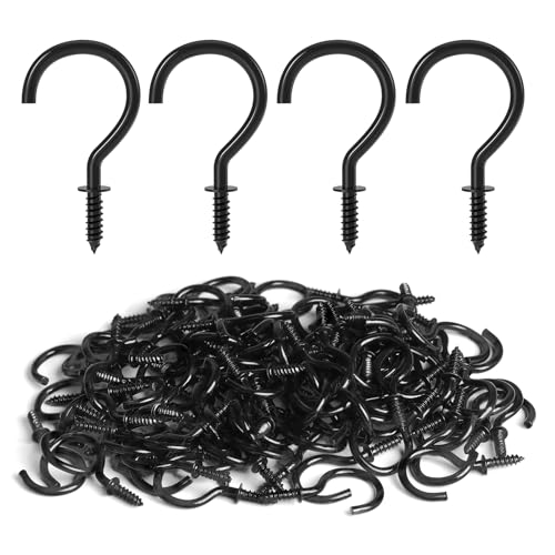 RELBRO Screw Hooks, 1 Inch Metal Screw in Cup Hooks, Black, 100 Pcs - Image 1
