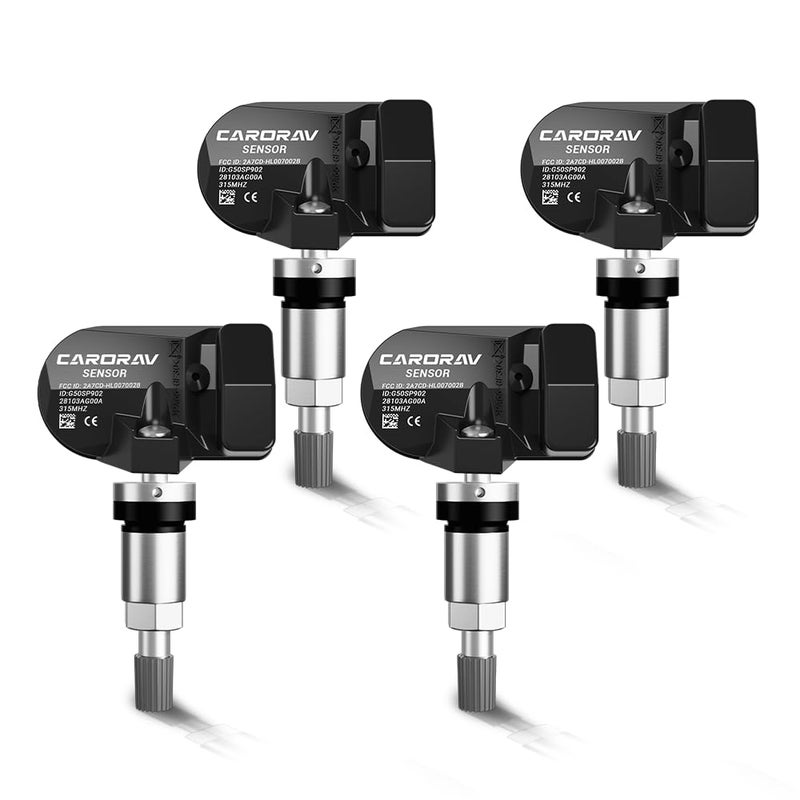CARORAV TPMS SensorTire Pressure Sensor fit for Subaru Crosstrek Forester Impreza Legacy Outback Tribeca 315MHz OE Replaces28103AG00A 28103AJ00A4Pack