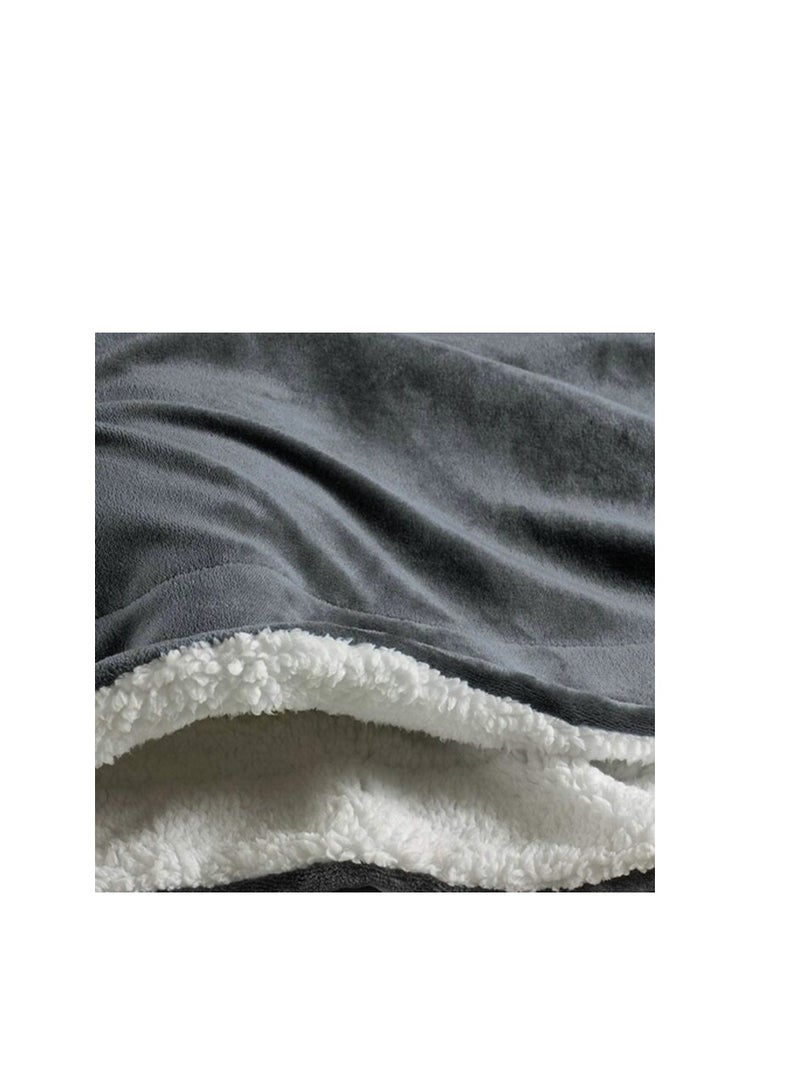 PROMASS Sherpa Blanket Single Size Twin Plush Throw Bed Blanket ,160X220cm, Flannel Fleece Reversible Lamb Blanket, Grey - Image 3