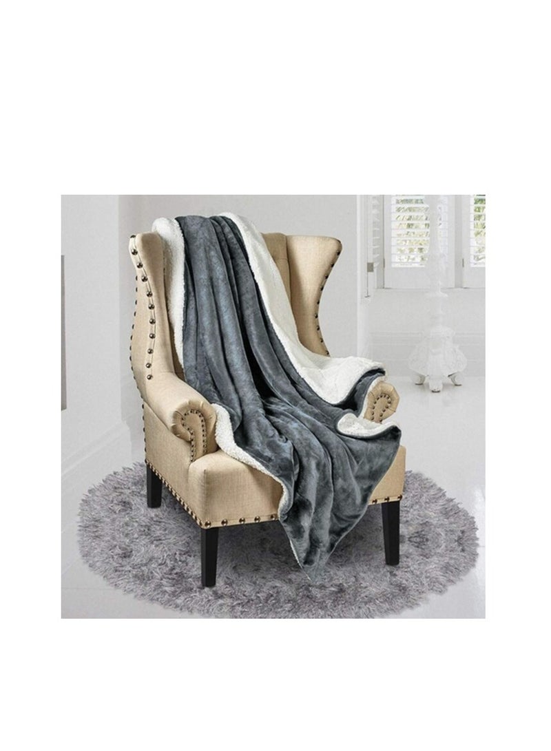 PROMASS Sherpa Blanket Single Size Twin Plush Throw Bed Blanket ,160X220cm, Flannel Fleece Reversible Lamb Blanket, Grey - Image 2