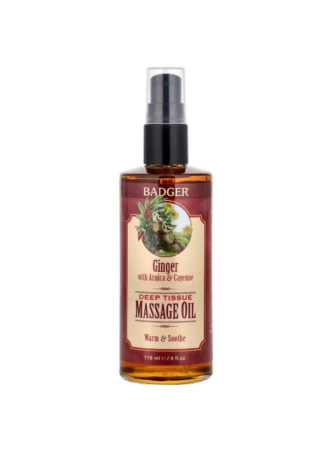 بادجير زيت تدليك الأنسجة العميقة، الزنجبيل مع زهرة العطاس والفلفل الحار، 4 أونصة سائلة (118 مل) - Image 1