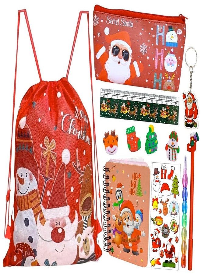 AMYCAUR Merry Christmas Stationery Combo Gift for Kid, Cute School Stationery Gift Combo, Secret Santa Party Return Gift for Kids Stationery Items, New Year Christmas Goody Gift Set (Pack_of_9_tems) - Image 1