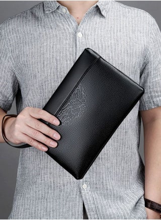 Totem Embossed Printing Clutch Bag Super Slim Anti-theft Minimalist Textured Large Leather Wallet Card Case Gift for Men Black - pzsku/ZA46900F6ABD403F1BDB6Z/45/_/1670308977/89b2498b-1a6c-41ae-b9d9-5cd7b81d4919