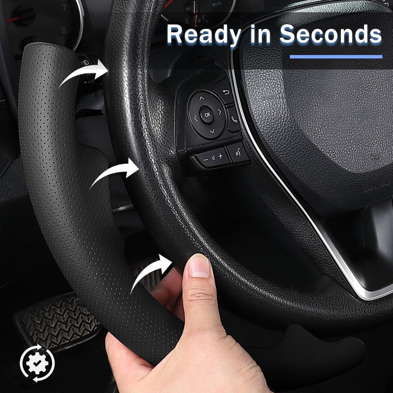 Aotoyou Fit for Toyota Steering Wheel Cover, Car Steering Wheel Cover for Toyota Corolla(2020-2026) Rav4(2019-2025) Camry(2018-2024) Venza(2021-2024) Avalon(2019-2022) Accessories (Perforated Black) - Image 5