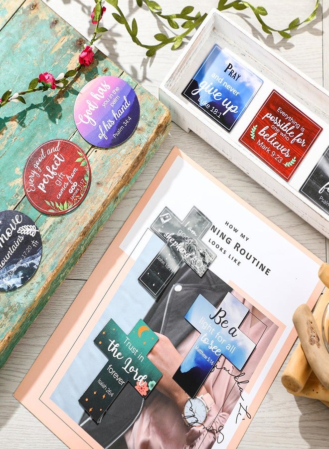 Saillong 15 Pcs Inspirational Refrigerator Magnets with Bible Verses Inspirational Faithful Locker Inspired Fridge Christian Motivational Magnets for Fridge, Christmas Favor Gifts, 3 Shapes(Scenery) - Image 3