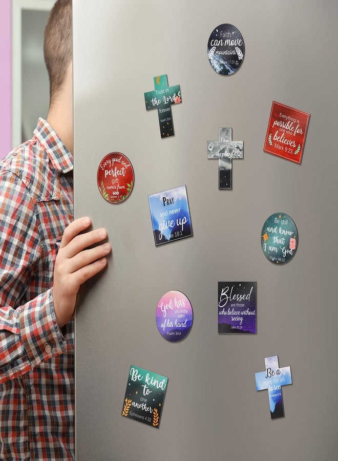 Saillong 15 Pcs Inspirational Refrigerator Magnets with Bible Verses Inspirational Faithful Locker Inspired Fridge Christian Motivational Magnets for Fridge, Christmas Favor Gifts, 3 Shapes(Scenery) - Image 4