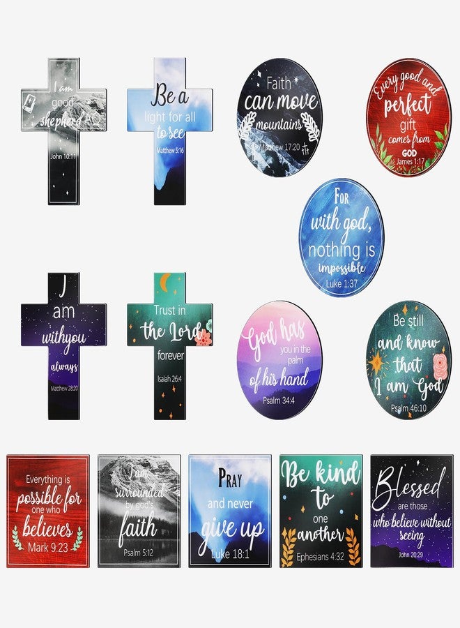 Saillong 15 Pcs Inspirational Refrigerator Magnets with Bible Verses Inspirational Faithful Locker Inspired Fridge Christian Motivational Magnets for Fridge, Christmas Favor Gifts, 3 Shapes(Scenery) - Image 1
