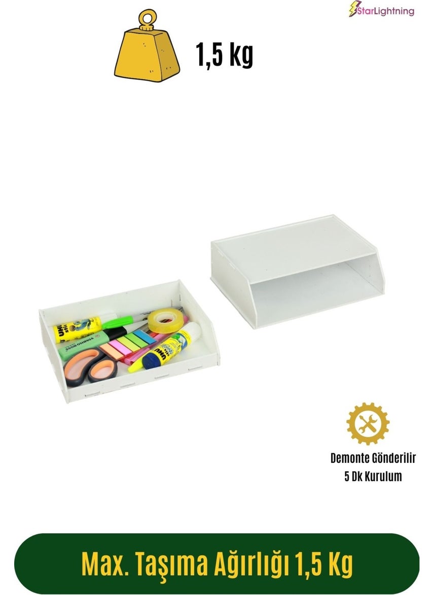 Starlightning Secret Drawer Organizer Under Desk Storage Box Large Horizontal Demountable MDF White Color  - Image 4