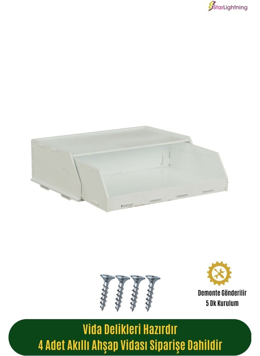Starlightning Secret Drawer Organizer Under Desk Storage Box Large Horizontal Demountable MDF White Color  - Image 5