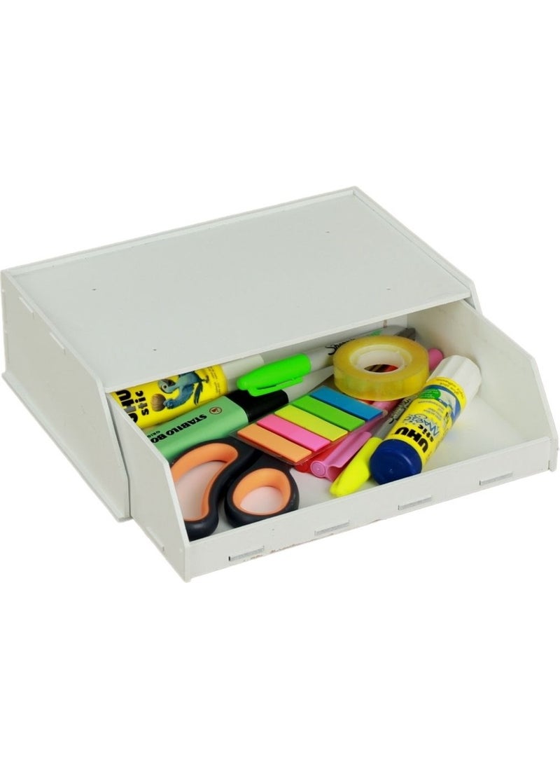 Starlightning Secret Drawer Organizer Under Desk Storage Box Large Horizontal Demountable MDF White Color  - Image 1