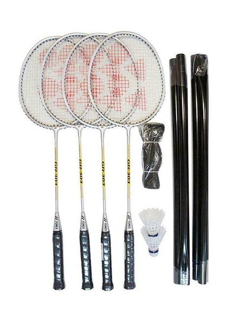 Gr303S  Silver Badminton Combination Set With Rackets, Shuttlecocks, Net And Bad Pole
