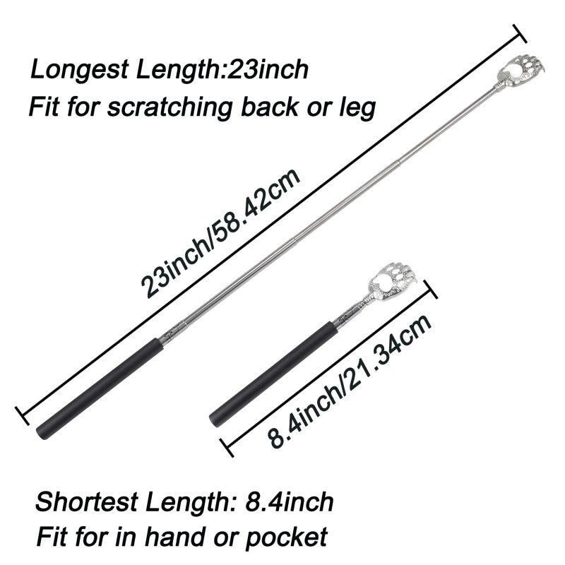 WOVTE Bear Claw Black Telescopic Back Scratcher, Extendable Back Scratcher for Men Women, Stocking Stuffers for Men Women Adults, Birthday Gifts for Men Women Dad Husband - Image 3