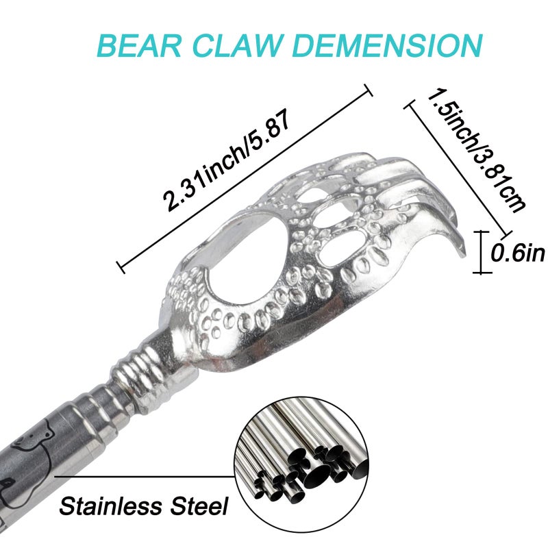WOVTE Bear Claw Black Telescopic Back Scratcher, Extendable Back Scratcher for Men Women, Stocking Stuffers for Men Women Adults, Birthday Gifts for Men Women Dad Husband - Image 5