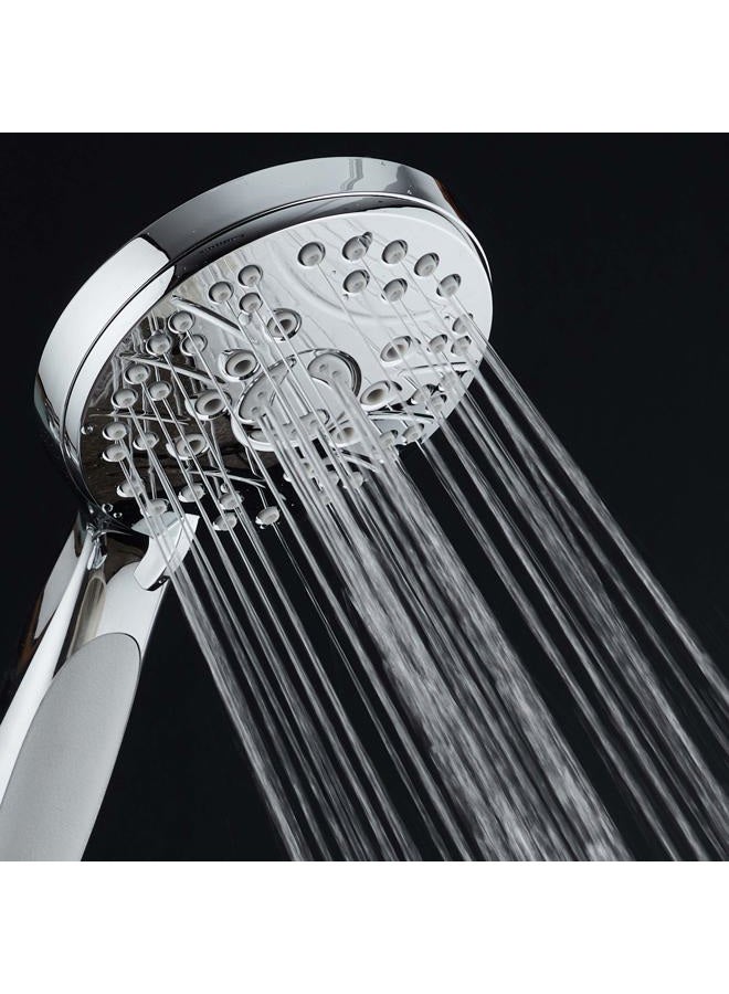AquaSpa High Pressure 6-setting Luxury Handheld Shower Head – Extra Long 6 Foot Stainless Steel Hose – Anti Clog Jets – Anti Slip Grip – All Chrome Finish – Top US Brand – Includes Extra Wall Bracket - Image 5
