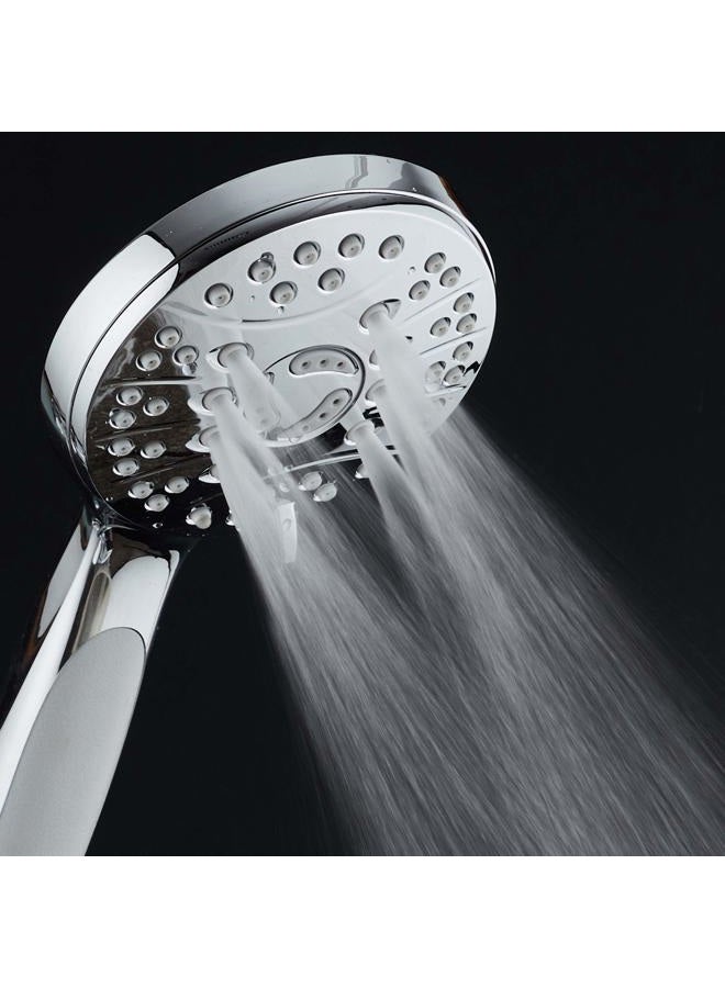 AquaSpa High Pressure 6-setting Luxury Handheld Shower Head – Extra Long 6 Foot Stainless Steel Hose – Anti Clog Jets – Anti Slip Grip – All Chrome Finish – Top US Brand – Includes Extra Wall Bracket - Image 4