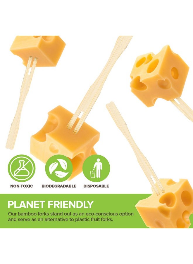 Stock Your Home - 200 Bamboo Appetizer Forks 3.5" Disposable Bamboo Fork For Charcuterie Mini Forks For Appetizers Cocktail Forks For Weddings Small Appetizer Picks - Image 1