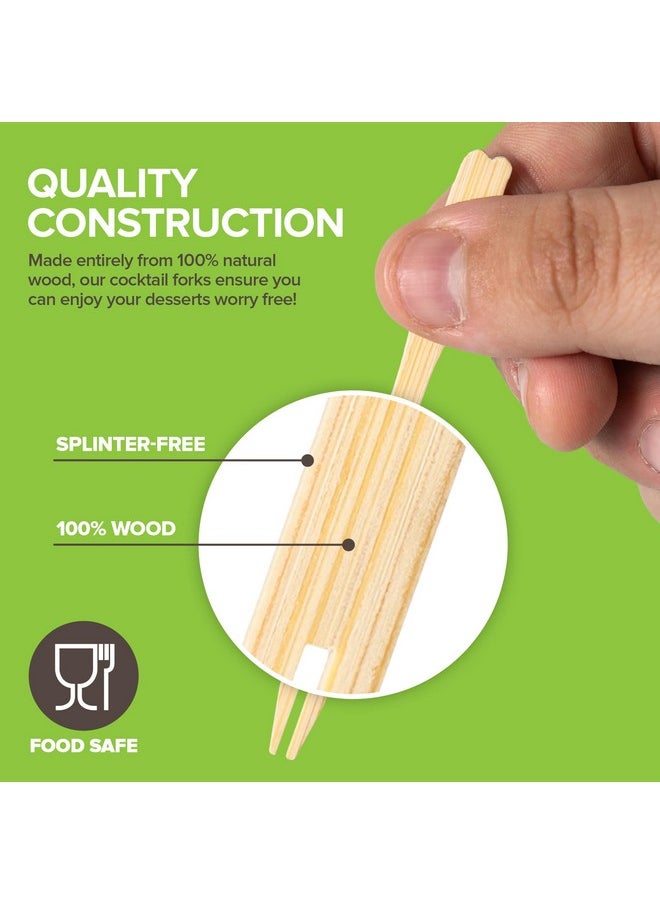 Stock Your Home - 200 Bamboo Appetizer Forks 3.5" Disposable Bamboo Fork For Charcuterie Mini Forks For Appetizers Cocktail Forks For Weddings Small Appetizer Picks - Image 1