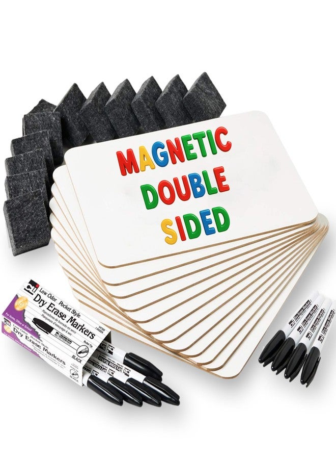 Charles Leonard Magnetic Lapboard Class Combo Pack, Includes 12 Each: 2-Sided Plain/Plain 9 x 12 Inch White Boards, 2-Inch Erasers, Black Dry Erase Markers (35040) - Image 1