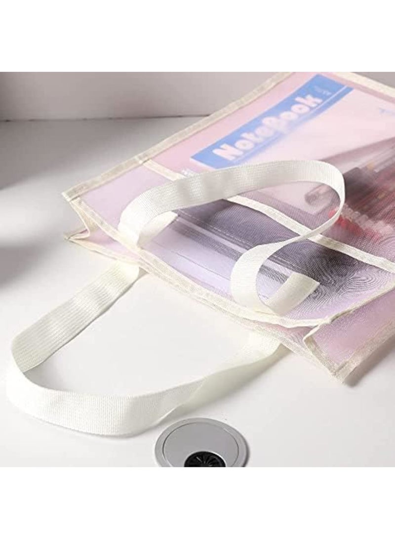 Luckam حقيبة مستندات بمقبض، حقيبة مستندات شبكية شفافة، يمكنها تخزين مستندات بحجم A4، حامل إيصالات من PVC، تصميم بدون سحاب، توفر مساحة تخزين للمكتب والمدرسة والسفر العائلي - Image 3