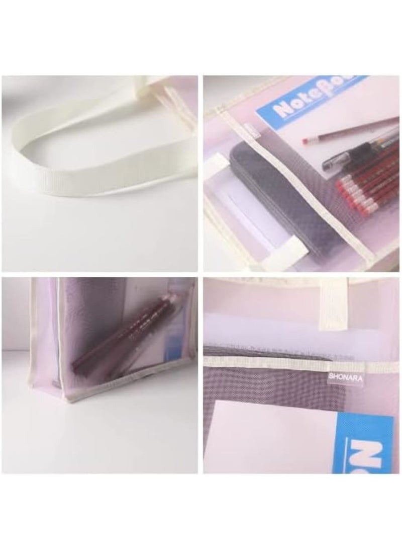 Luckam حقيبة مستندات بمقبض، حقيبة مستندات شبكية شفافة، يمكنها تخزين مستندات بحجم A4، حامل إيصالات من PVC، تصميم بدون سحاب، توفر مساحة تخزين للمكتب والمدرسة والسفر العائلي - Image 4