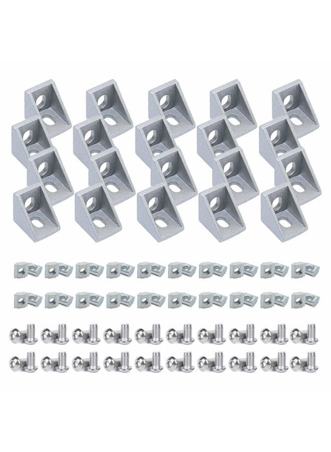 BLCCLOY Aluminum Extrusion 20Pcs 2020 Aluminum Profiles Corner Brackets Set with 40Pcs M5 T Slot Nuts and Bolts for T Slot Rail 2020 T Slot Aluminum Extrusion - Image 1