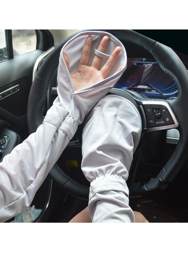 general Summer sun protection sleeves horseshoe sleeves UV protection finger sleeves ice silk sun protection cycling driving loose horseshoe sleeves - Image 1