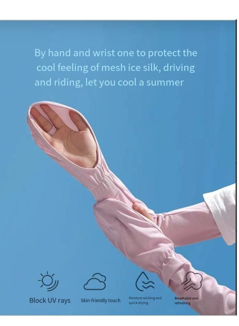 general Summer sun protection sleeves horseshoe sleeves UV protection finger sleeves ice silk sun protection cycling driving loose horseshoe sleeves - Image 2