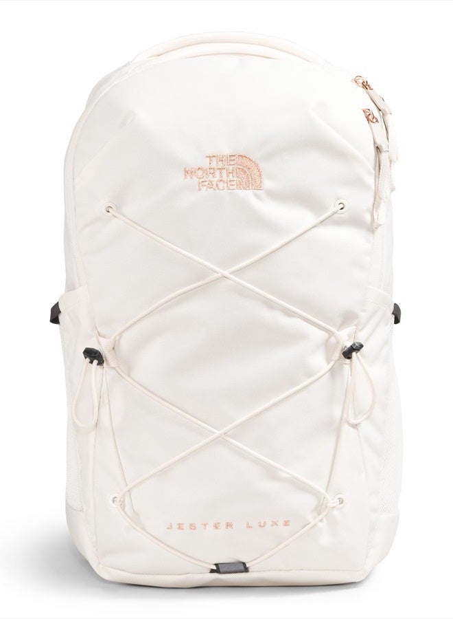 THE NORTH FACE Women's Jester Luxe Everyday Laptop Backpack, Gardenia White/Burnt Coral Metallic, One Size  - Image 1