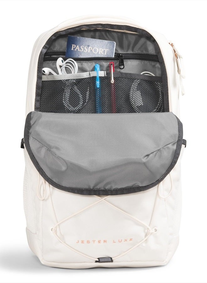 THE NORTH FACE Women's Jester Luxe Everyday Laptop Backpack, Gardenia White/Burnt Coral Metallic, One Size  - Image 4