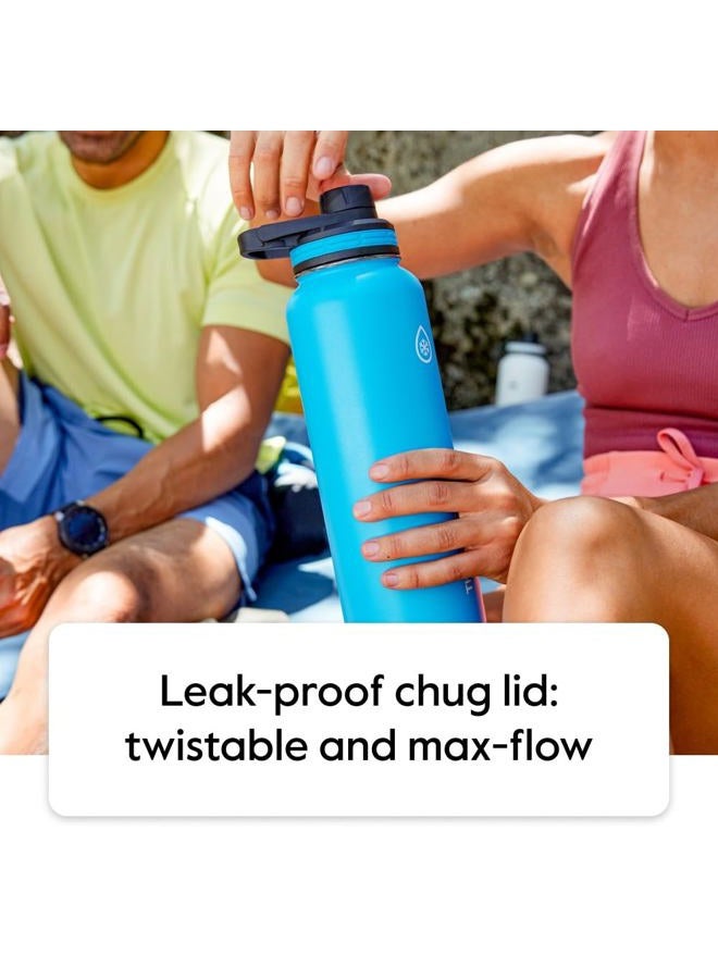 ThermoFlask ThermoFlask Bottle with Chug Lid & Straw Lid - Insulated Stainless Steel Water Bottle with Leak-Proof Lids - Dishwasher-Safe Reusable Bottle & Lids - Durable Bottle, 2 Straws & 2 Lids - 32 oz, Capri  - Image 5