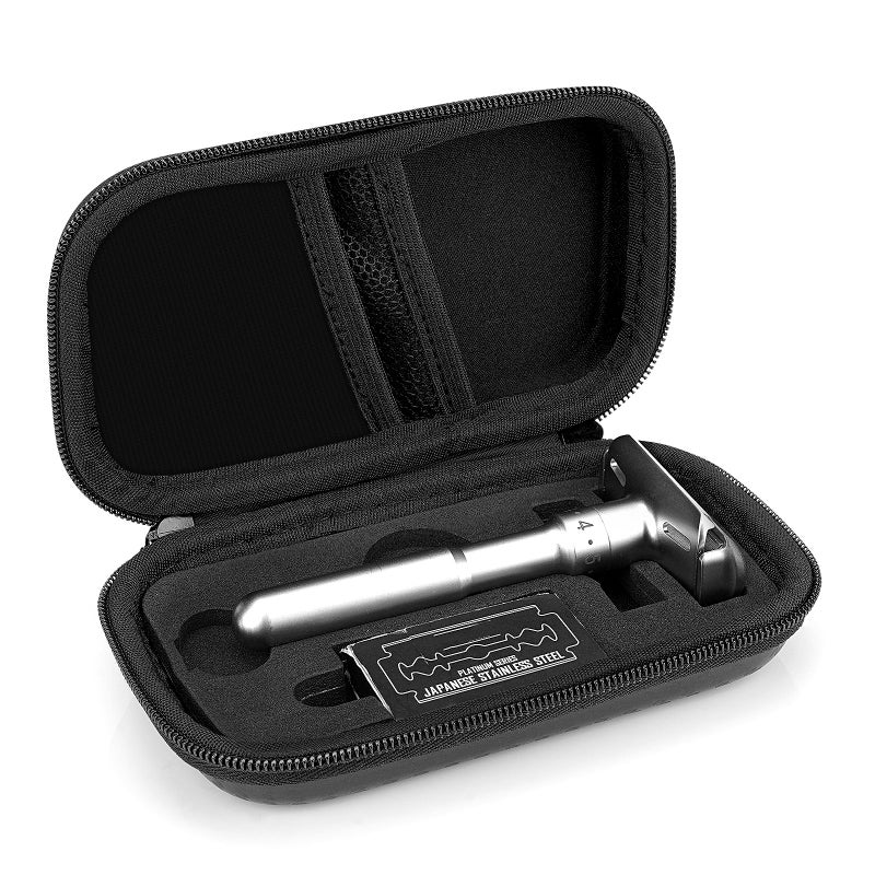 Linkidea Durable Hard Shell Shaving Travel Case, Storage Box for Short/Long Handled Razor Blades & Accessories, Compatible with Merkur, Vikings, WEISHI Double Edge Safety Razors (Black) - Image 1