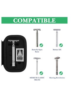 Linkidea Linkidea Hard Shell Safety Razor Travel Case, Shaving Kit Storage Box for Long/Short Handled Razor, Razor Blade and Attachments, Compatible with Merkur, Vikings, WEISHI Double Edge Safety Razor  - Image 2