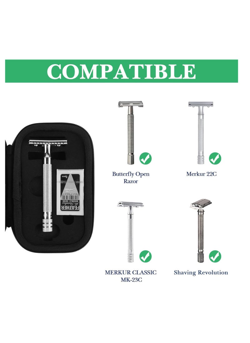 Linkidea - Linkidea Hard Shell Safety Razor Travel Case, Shaving Kit Storage Box for Long/Short Handled Razor, Razor Blade and Attachments, Compatible with Merkur, Vikings, WEISHI Double Edge Safety Razor - Image 1