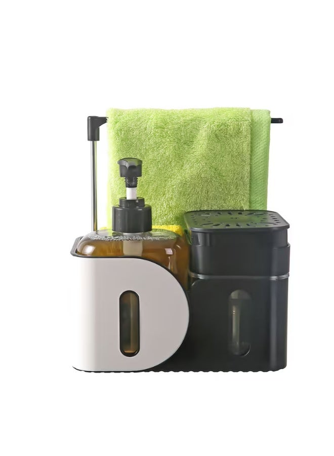 Kitchen Sink Caddy with Liquid Soap Dispenser – Elegant & Practical Organizer - Image 1