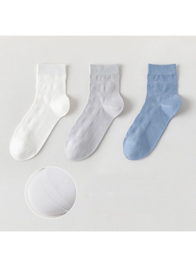 Shougu Summer Thin Men's Business Mid Tube Socks 3 Piece Set 