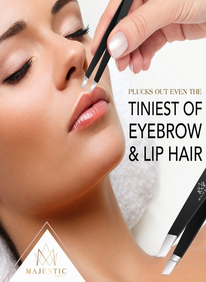 Majestic Bombay Fine Point + Slant Tweezers for Women and Men - Splinter Ticks, Facial, Brow and Ingrown Hair Removal-Sharp, Needle Nose, Surgical Tweezers Precision best tweezers for chin hair - Image 5