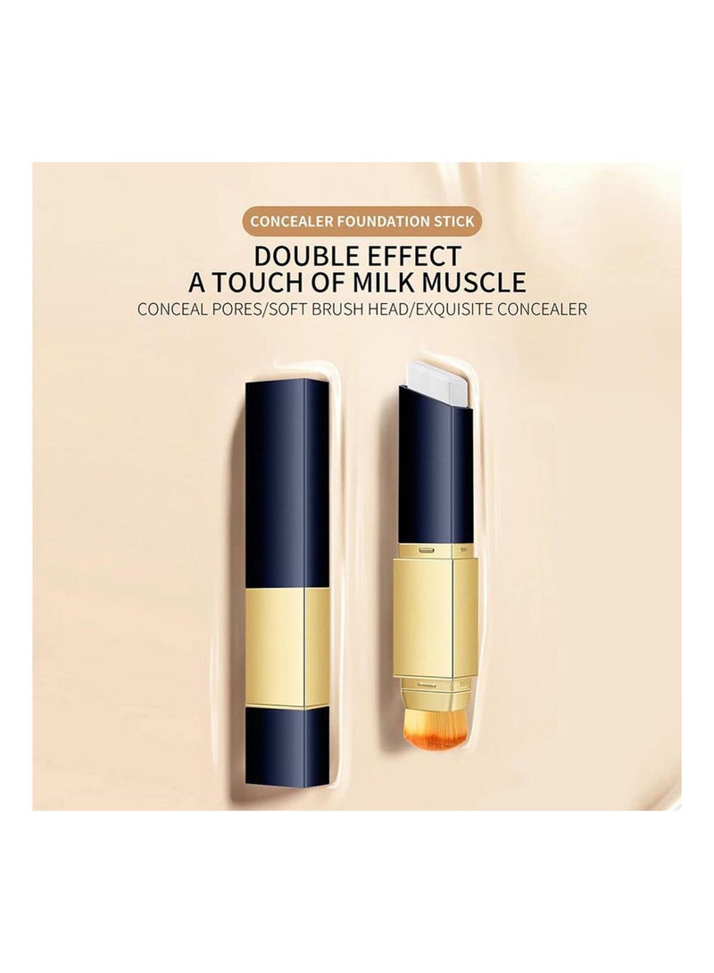 Double Sided Concealer With Brush, Double-Sided Makeup Brushes Foundation Concealer, 2 In 1 Concealer Double Sided Concealer Stick, Long Lasting Makeup Full Concealer Stick (2pcs) - Image 3