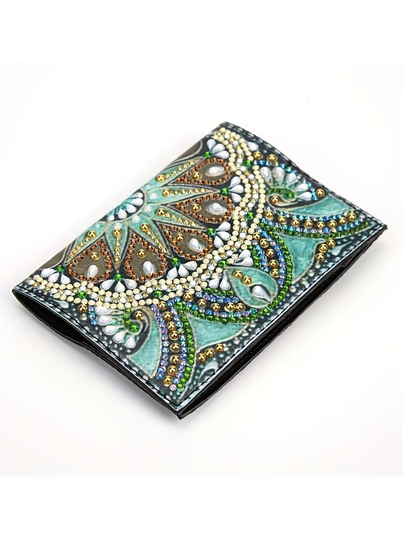 1pc DIY Mandala Diamond Painting Passport Holder ' PU Leather Material Cases For Passport 5D Mandala Diamond Art Passport Covers Special Shaped Diamond Painting Passport holder - Image 1