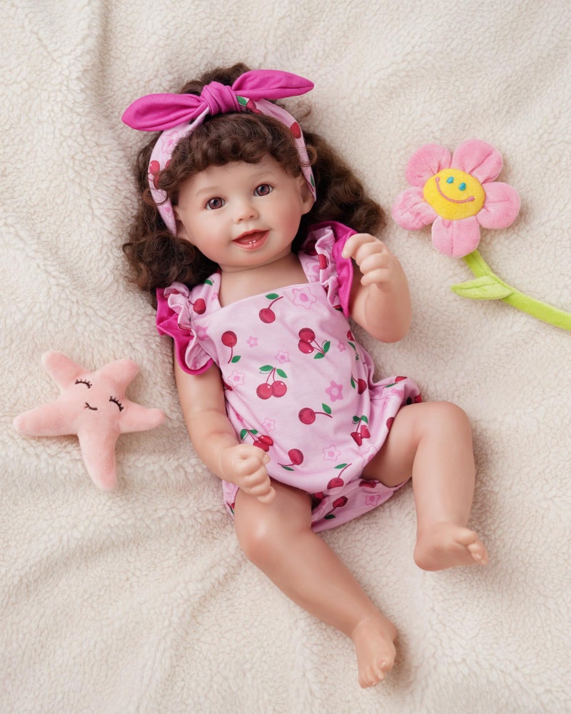 BABESIDE Reborn Baby Doll Clothes Cherry Pattern for 17- 22 Inch Baby Doll Clothes Outfits with Headband - Image 4