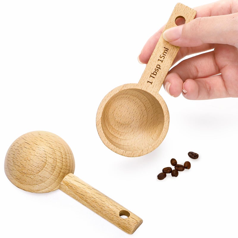 Tebery 8 Pack Wood Measuring Scoops for Canister, 1 Tablespoon Beech Coffee Scoop Measuring Spoons for Coffee Beans, Ground Coffee, Protein Powder, Spices, Tea and Bath Salt - Image 4