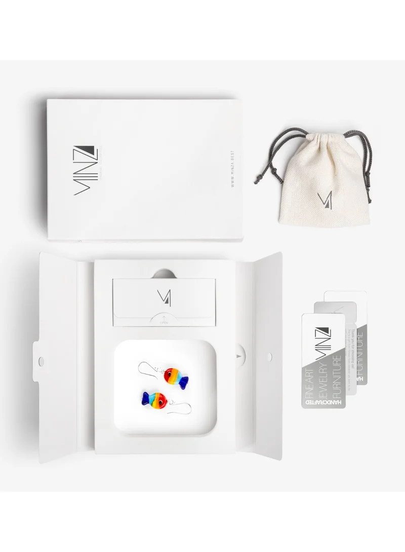 Minza  Minza “Colorful Fish” Women’s Earrings, 925 Sterling Silver Hook Earrings with Ceramic Fish Charm, Handmade Drop Earrings for Women, Jewelry for Casual & Special Occasion. for Women | Best Price UAE