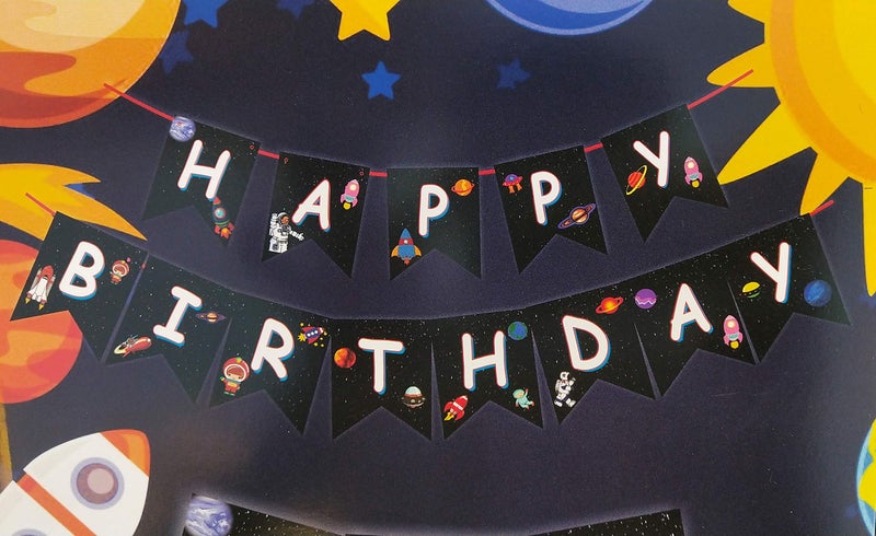 Balloonistics Space and Planets Happy Birthday Party Decoration, Hanging Bunting Banner - Image 5