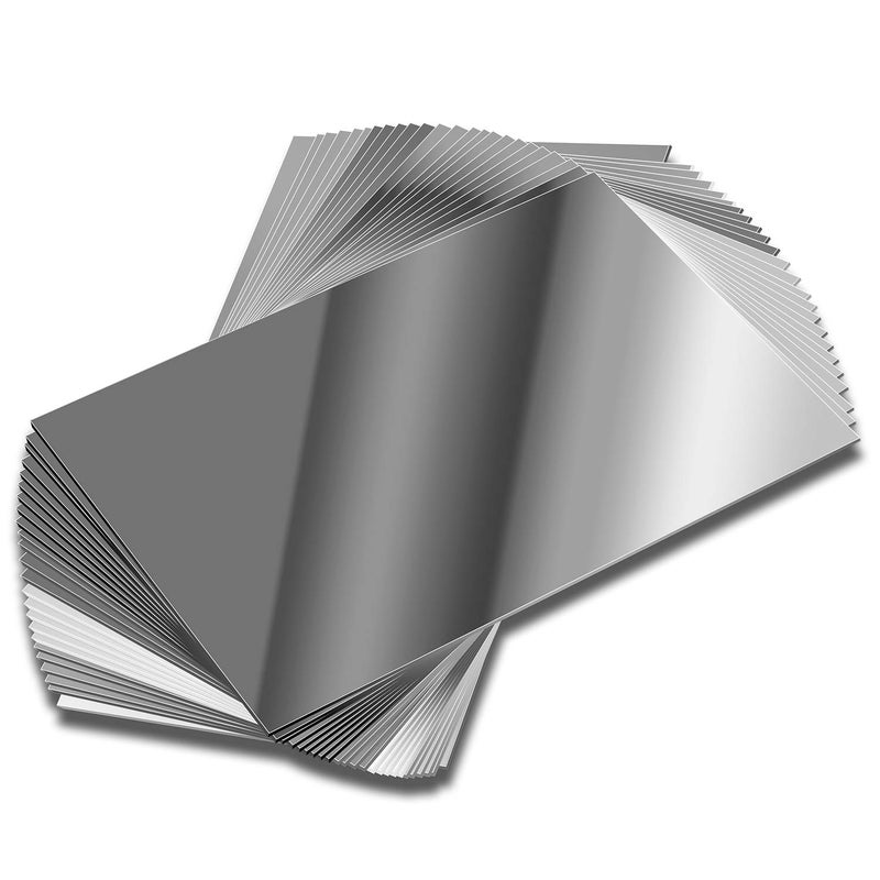 Elcoho Elcoho 24 Pack Mirrors Plastic Mirror Decor Flexible Mirror Sheets Self Adhesive Mirror Tiles Silver Mirror Board Card for Educational or Home Decor 